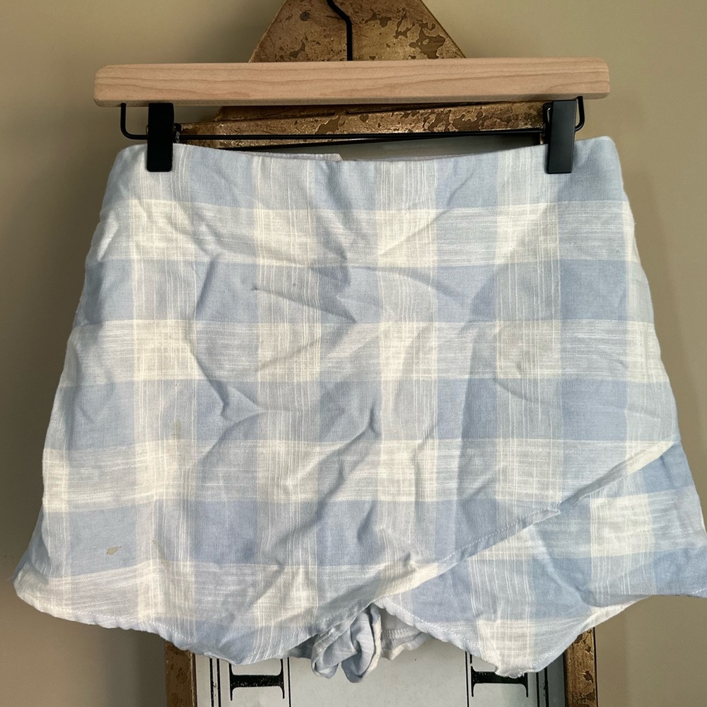 Blue Blush Light Blue Checkered Skorts
